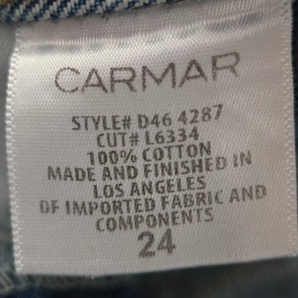 Carmar Color Panel Jeans Women's High Rise Chunky Fray Seam Hippie Grunge 24 - Picture 6 of 8